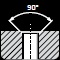 90° for thread core hole