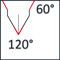 Point angle 120°, step sinking angle 60°