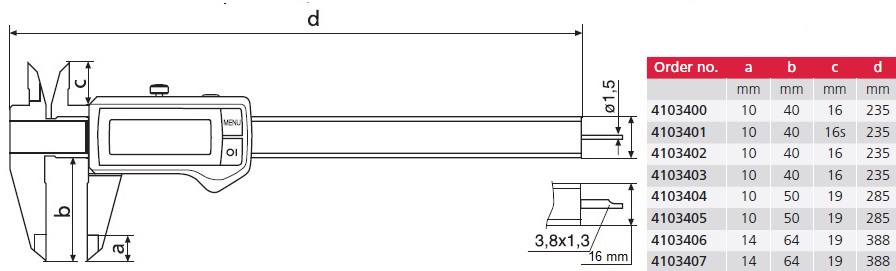 &lrm;Digital caliper MarCal 16 EWRi, 0-200, rect.